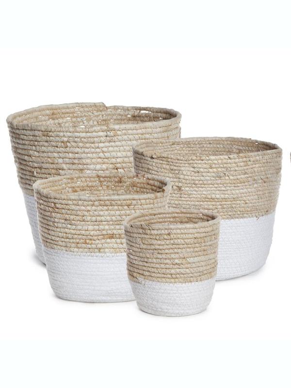 Woven Basket Tor 17cm White