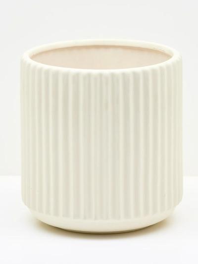 Ribbed Cylinder Pot White 20cm