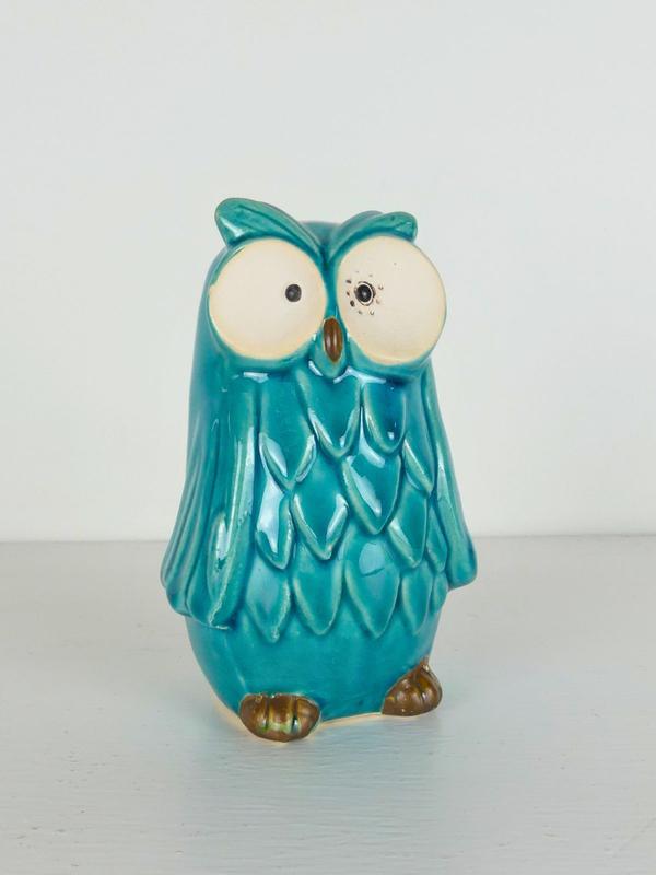 Ceramic Teal Owl