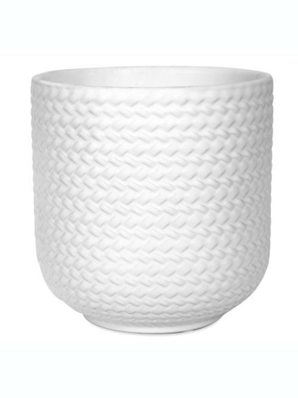 Weave Cover Pot White 15cm