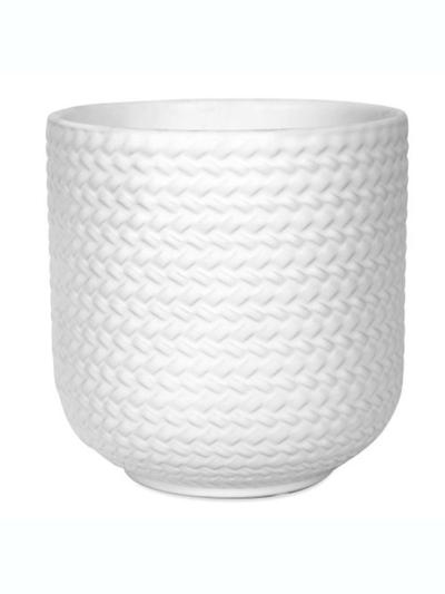 Weave Cover Pot White 15cm