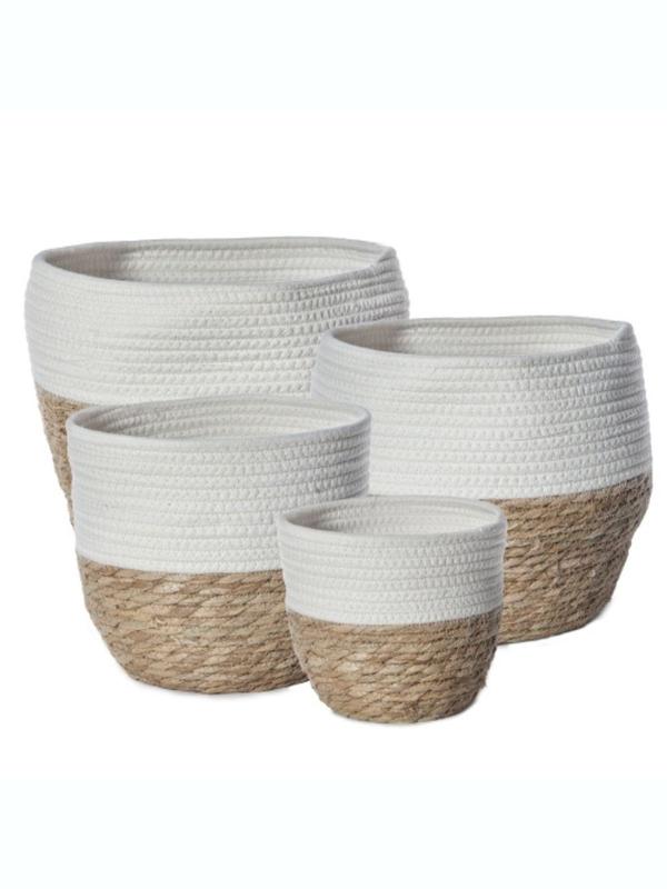 Woven Basket Ara White 16cm